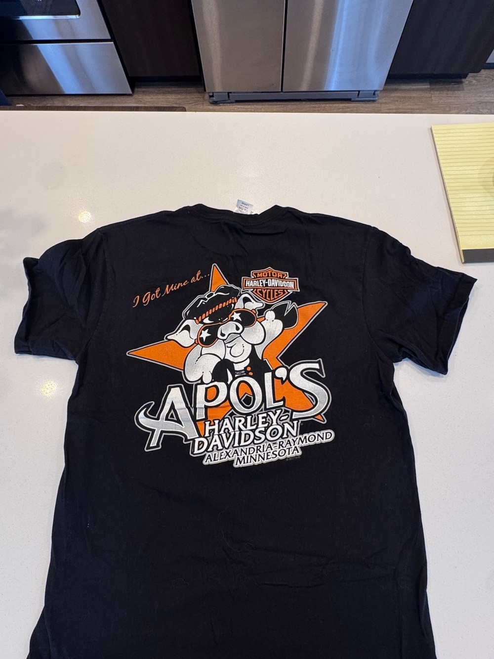 Harley-Davidson Black Tee with Orange and White Graphic